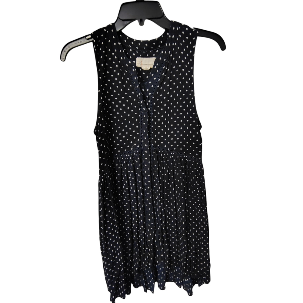 Anthropologie Women's Size Small Midnight Blue Polka Dot Dress